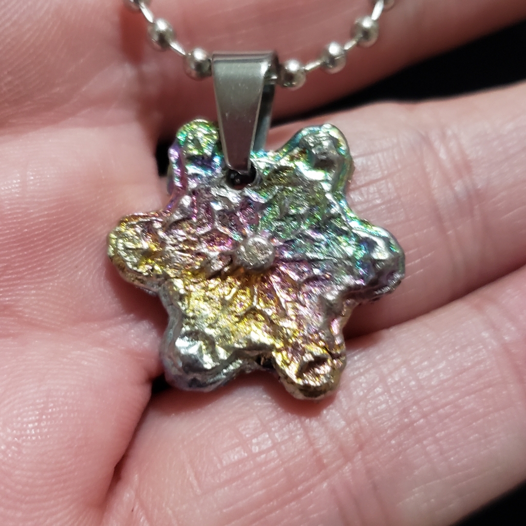 Bismuth Snowflake Pendant Necklace
